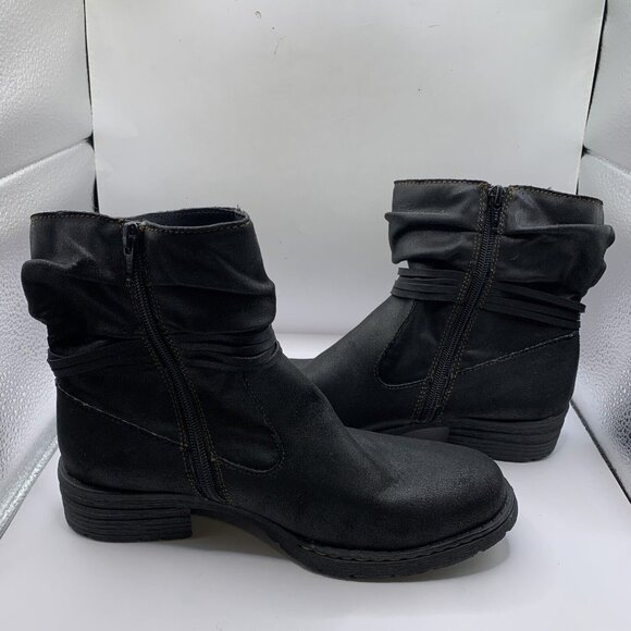 b.o.c. Womens Ankle Boot Black Suede Side Zip Strap & Knot Accent Round Toe 8M - Picture 6 of 8